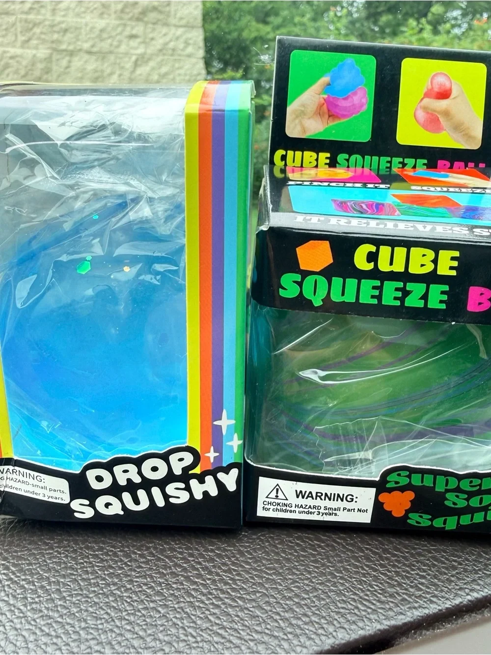2 Cube Squeeze Ball - Green & Purple Swirl